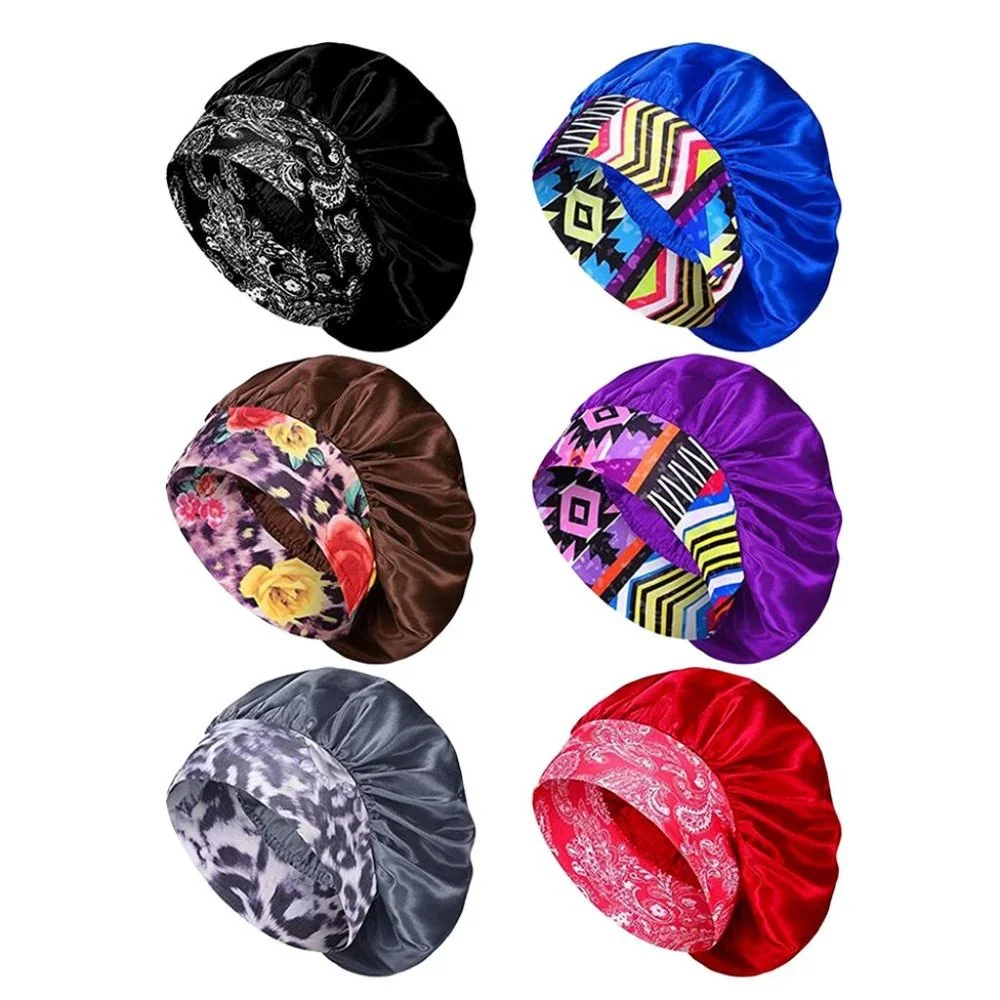 Women's Silky Satin Head Scarf Hair Wrap Cap Hat Headband Sleeping Bonnet Purple - Picture 3 of 3